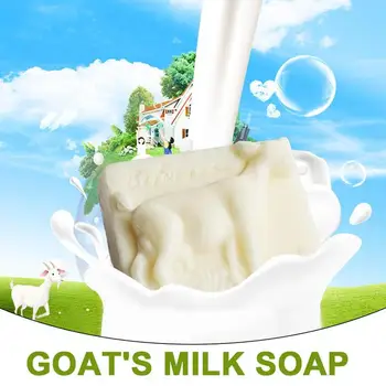 

1pc Natural Goat Milk Handmade Soap Moisturizing Mites Wash Cold Handmade Soap Sea Salt Blackhead Remover Goat Milk Soap