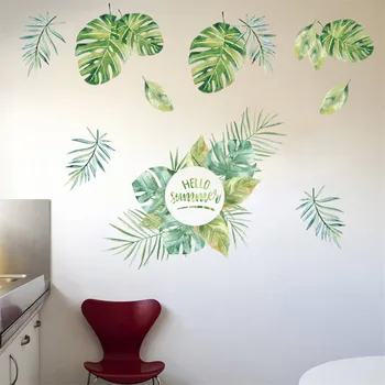 green grass leaf Wall Stickers Skirting living Room bedroom TV Background Kitchen wall decals nursery balcony home decor