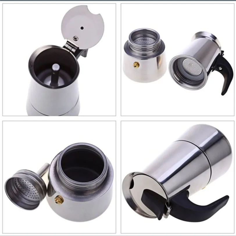 1 шт. 100/200/300/450 мл кофейник из нержавеющей стали Moka Кофеварка чайник Mocha плита