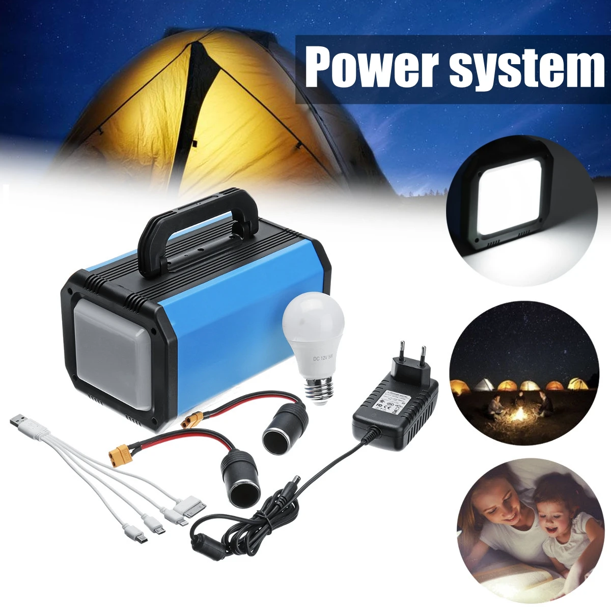 

Portable 144W Solar Power System Inverter Generator Supply Energy Storage Source Solar Generator Power Outdoor Power System