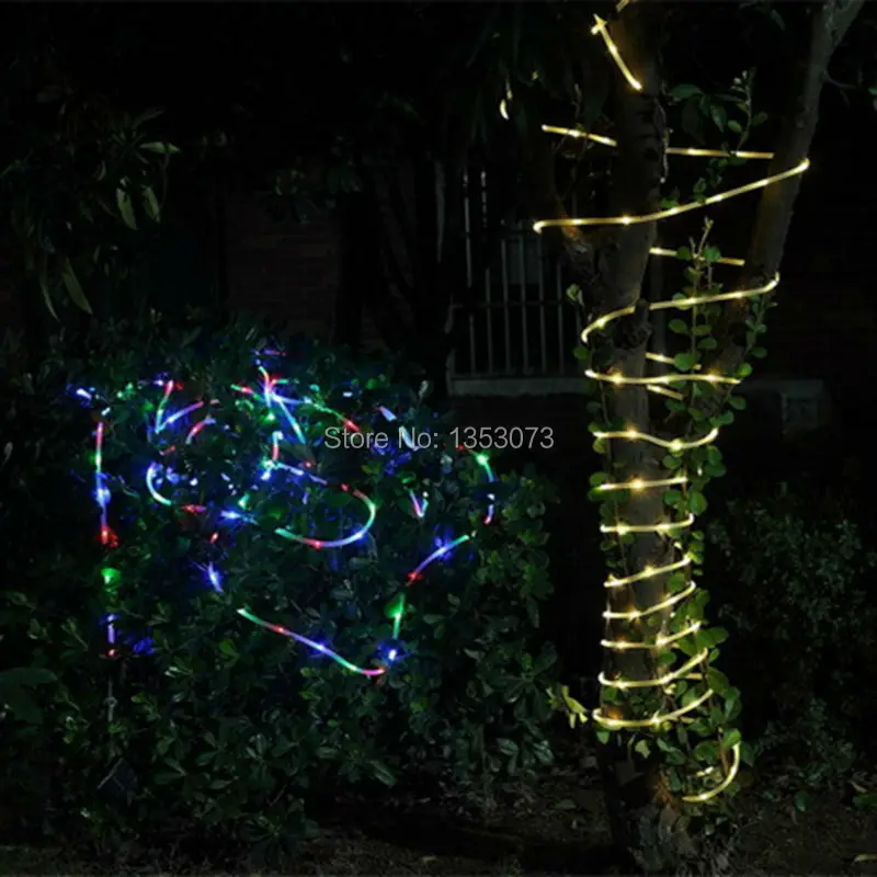 High Quality Solar Rope Tube LED String Strip Fairy Light Outdoor Garden Xmas Party Decor Waterproof - rgb and warm white effect