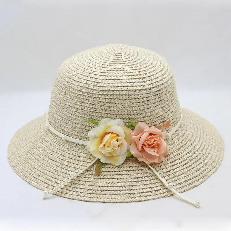 New Pretty Women's Sun Hats Rose Straw Cap Beautiful Breathable ...