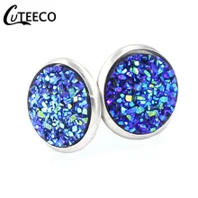 Европейский стиль Мода 12 мм блестящие серьги-гвоздики с эпоксидной смолой 11 цветов звезда из нержавеющей стали серьги гвоздики для женщин вечерние подарок