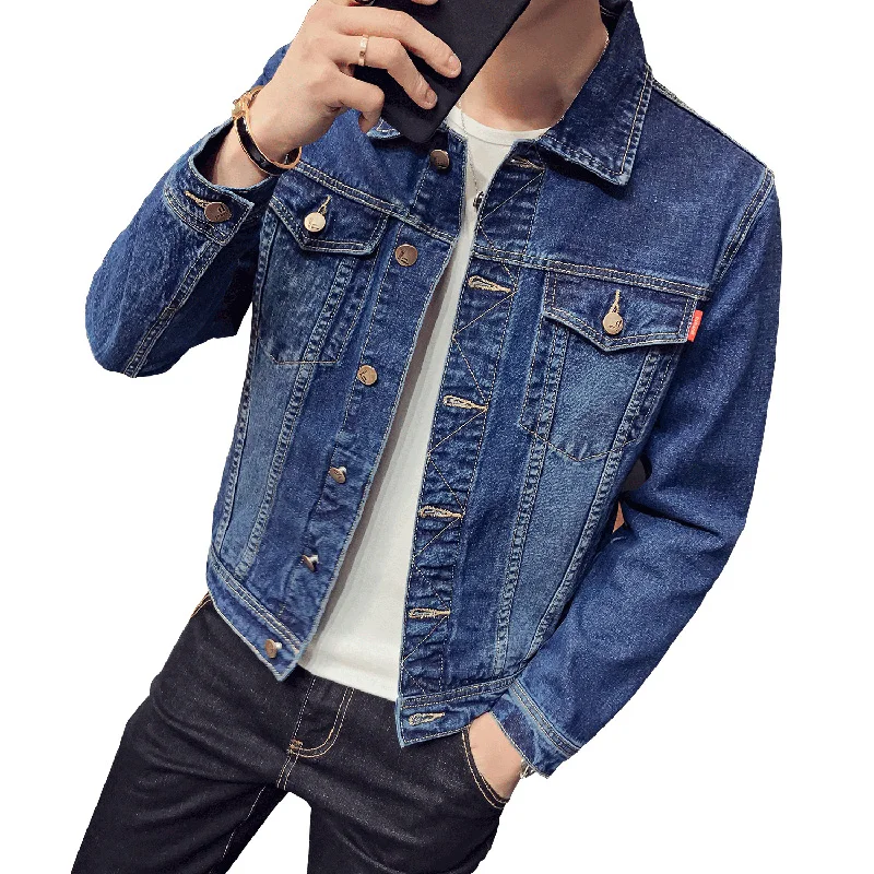 

Spring Autumn Bomber Jacket Men Clothes 2019 Harajuku Korean Vintage Streetwear Jeans Jacket Men Tops Outwear Plus Size ZT2805