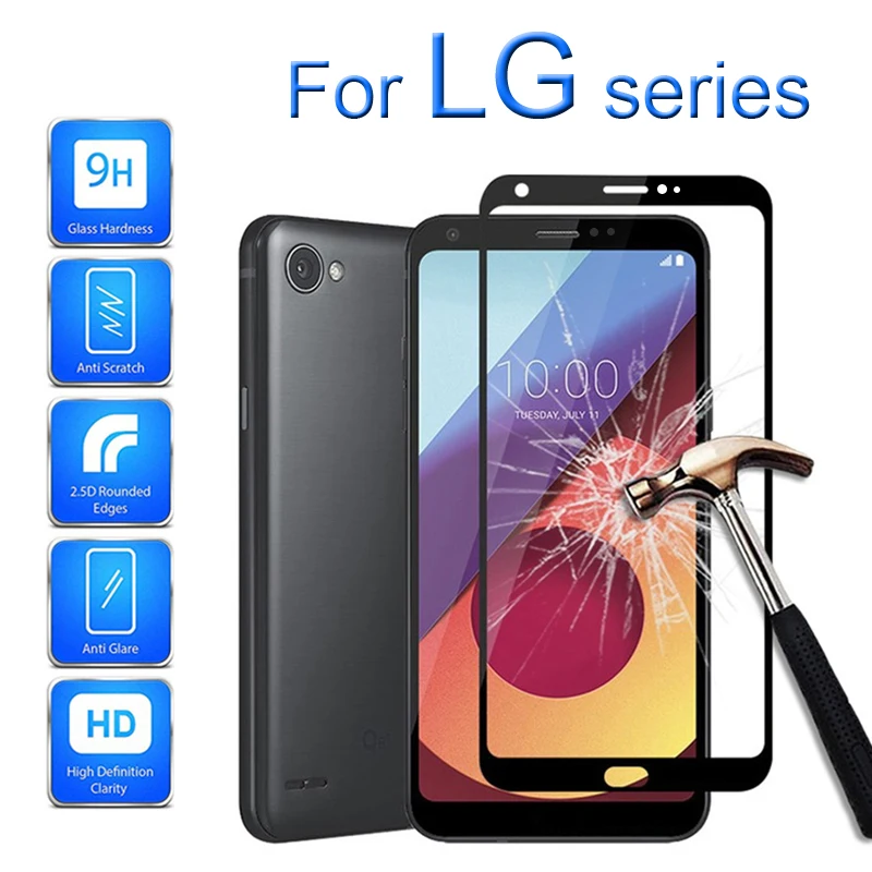 

Protective Glass on the for LG G6 Q6 V20 Screen Protector K7 K4 K10 2017 K8 2016 2018 Full Cover Tempered Protection 2.5D Film