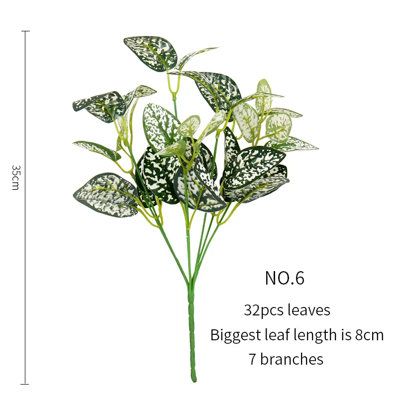 Декоративные растения искусственные растения дешевые листья поддельные зеленые папоротники листья черепаха бамбуковые листья ветка дерева Тропические Зеленые растения - Цвет: NO.6