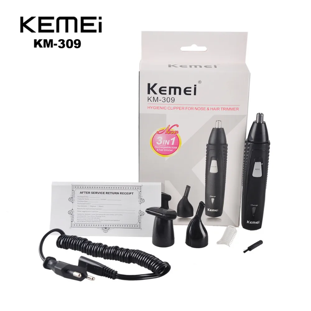 Новая многофункциональная KM-309, перезаряжаемая бритва 3 в 1, детская машинка для стрижки бороды Триммер, электрический триммер для носа