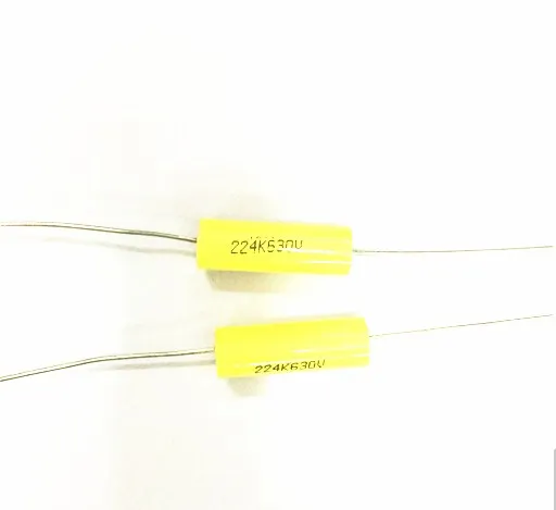 Оптом и в розницу длинные провода желтые осевые Полиэфирные пленочные конденсаторы электроника 0,22 мкФ 630 в fr ламповый усилитель аудио
