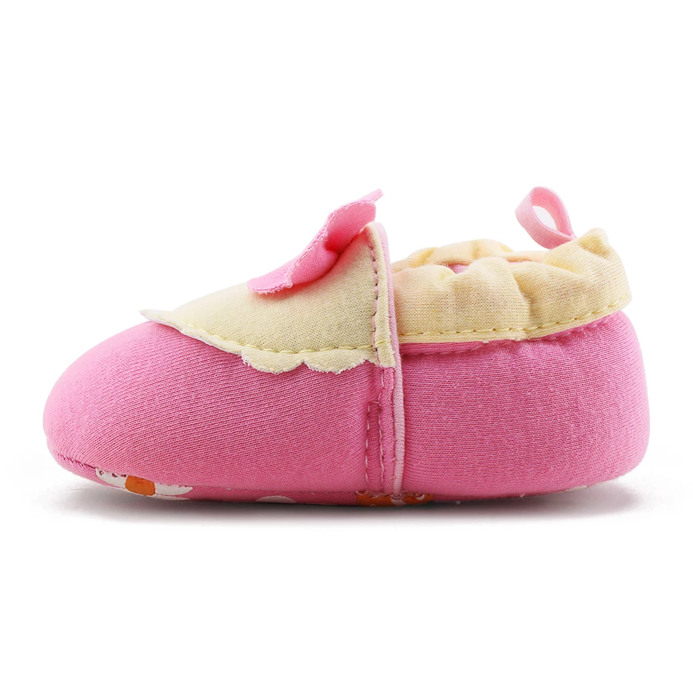 Delebao мягкая подошва новорожденная Детская Обувь Розовая бабочка-узел Слип-на хлопковой ткани мелкая малыши девочка обувь первые ходунки