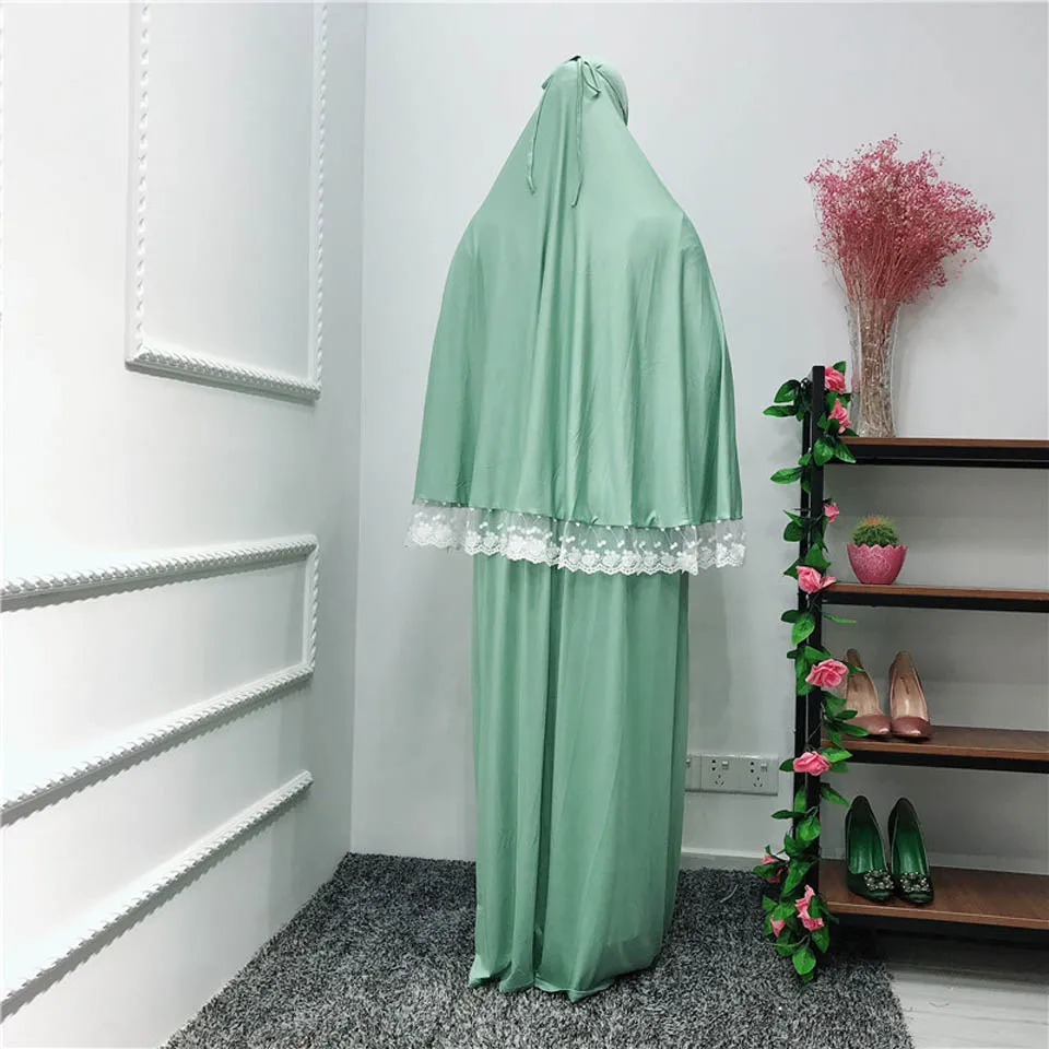 Мусульманское платье, модное хиджаб с кружевом, Абая, Дубай, Рамадан, мусульманская одежда, свободное, большой размер, платье для молитвы