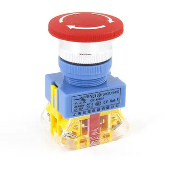 

1pc 22mm Y090-11ZS 220V Red 10A 1 N/O N/C Replacing Emergency Stop Latching Push Button Switch