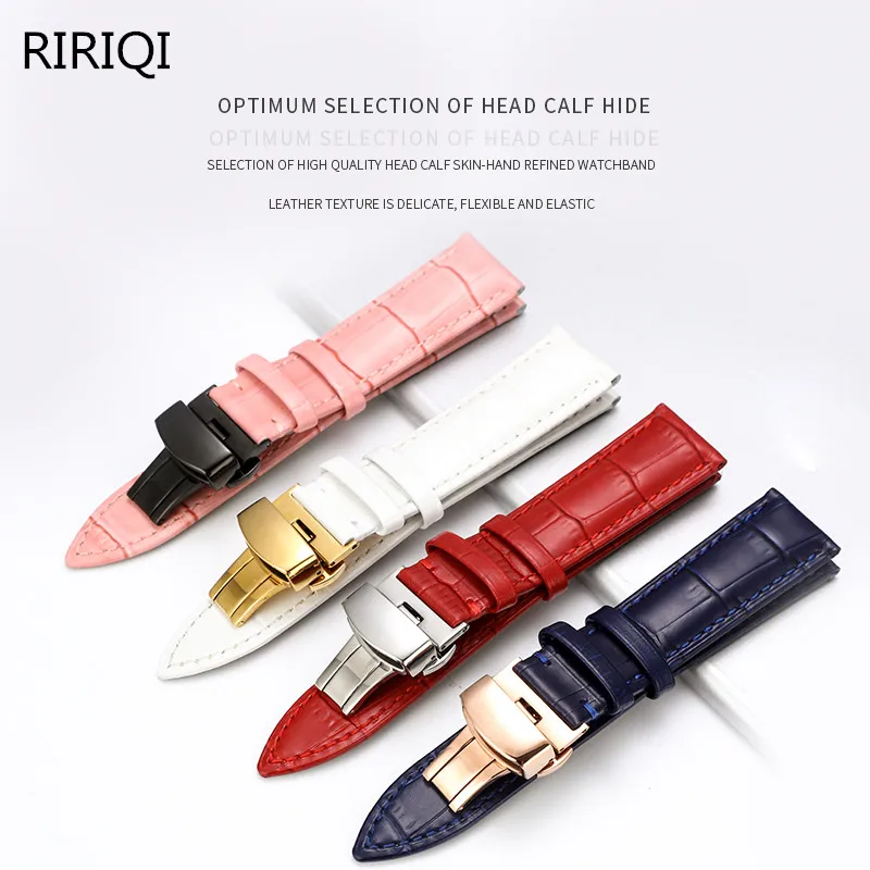

Leather strap 12-22mm universal watch butterfly buckle steel buckle four-color strap wrist strap + tools