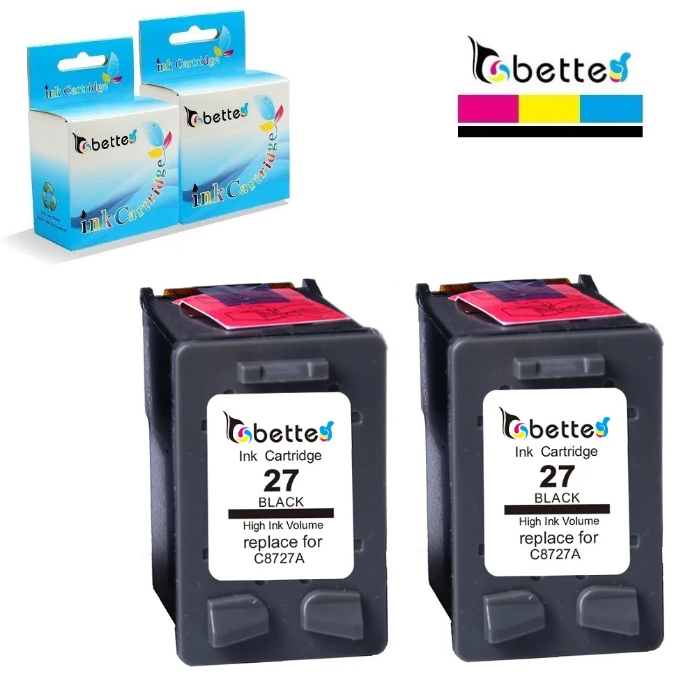 

2PK, BETTE Ink Cartridge Replacement for HP 27 hp27 Officejet 4211 4212 4215 4219 4251 4252 4255 4256 Deskjet 5650 5650v 5650w