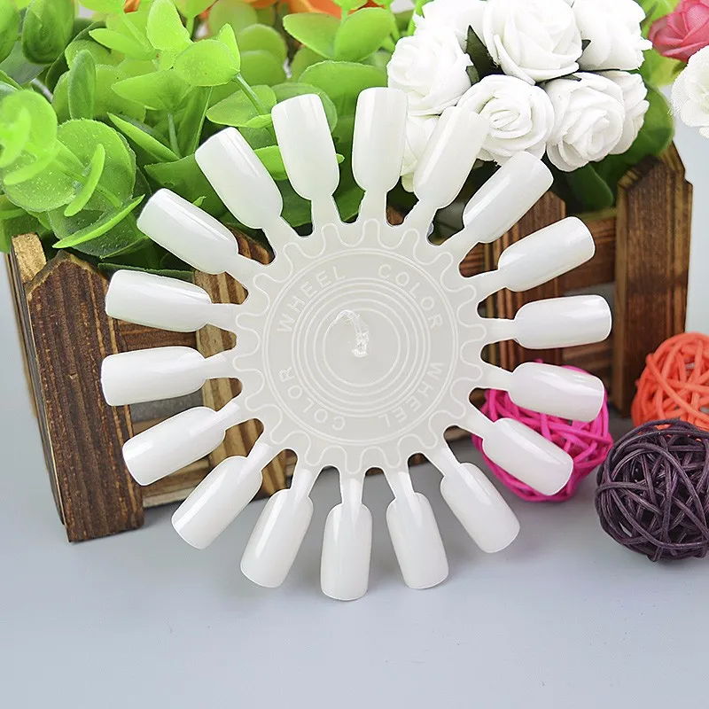 10pcs 180tips Round Gel Nail Polish Practice Chart Palette Nail Art Display Wheel Fake Nail Tips