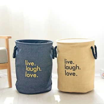 

Double EVA thicken fold Laundry Barrel Japanese Style coarse cotton hand Storage Basket