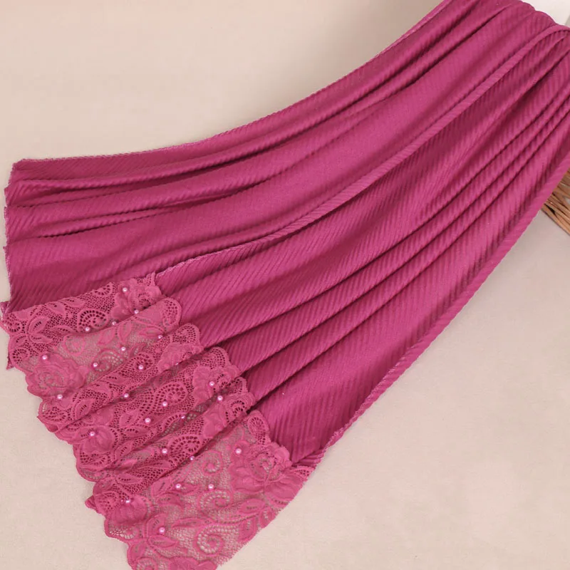 Женская мода, простая кружевная Цветочная вискозная шаль, шарф, высокое качество, одноцветная шаль, Пашмина, Sjaal, мусульманский хиджаб, снуд 180*100 см - Цвет: 4