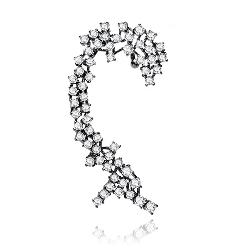 

TPM Steel Pin Anti-allergy Gold Silver Gun Black Ear Clips For Lady Women's Fashion Luxury AAA Cubic Zirconia Ear Cuffs Jewelry