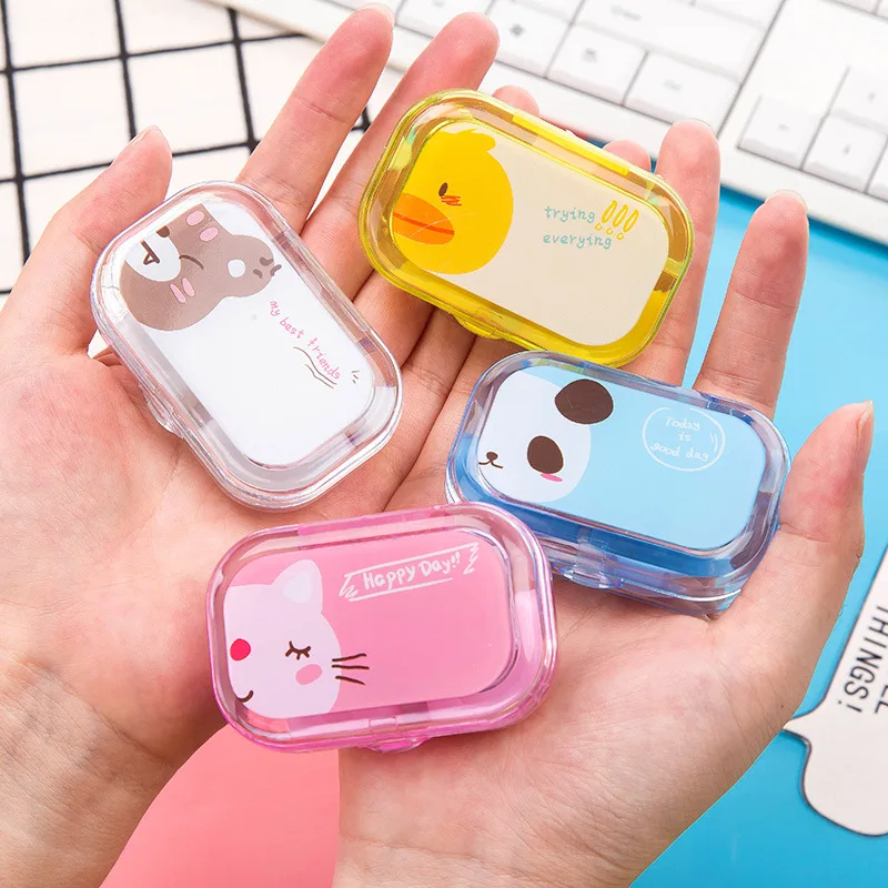 

1PC Cartoon Candy Color Contact Lens Case Colored Eye Contact Lenses For Eyes Contacts Lenses Box Suction Cup Tweezer Mirror