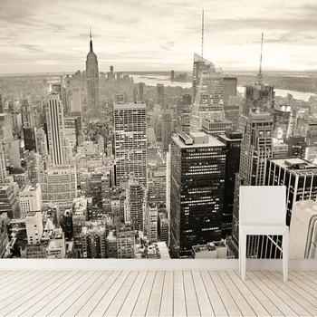 

Personalized Customization Modern Black And White City Building Photo Mural Wallpaper Interior Decor 3D Non-woven Wallpaper Roll