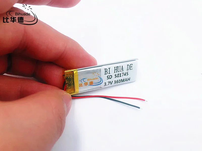

Li-Po 3.7V 360mAh 501745 Lithium Polymer LiPo Rechargeable Battery ion cells For Mp3 Mp4 Mp5 DIY PAD DVD E-book headset