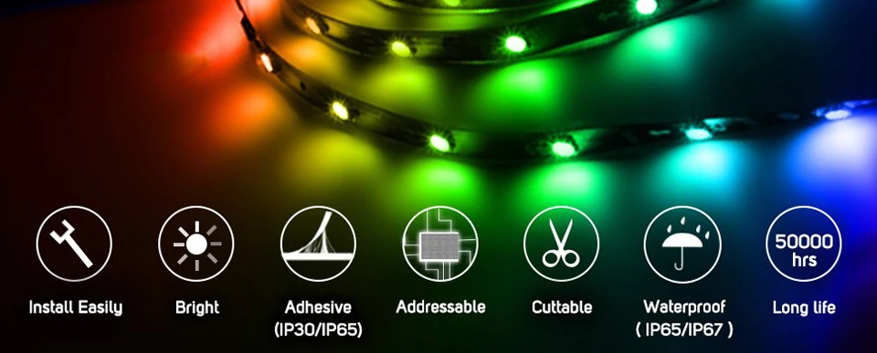 Полный Цвет RGB Светодиодные ленты светильник адресуемых программируемый WS2811 WS2812 IC 5050 5/12V DIY украшения праздника лампа лента 30/60 PIX