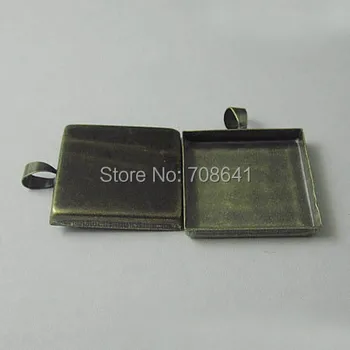 

Blank Square Deep Wall Bezel with Bail Pendant Bases Resin Cabochons Settings Findings DIY Jewelry Making Antique Bronze tone
