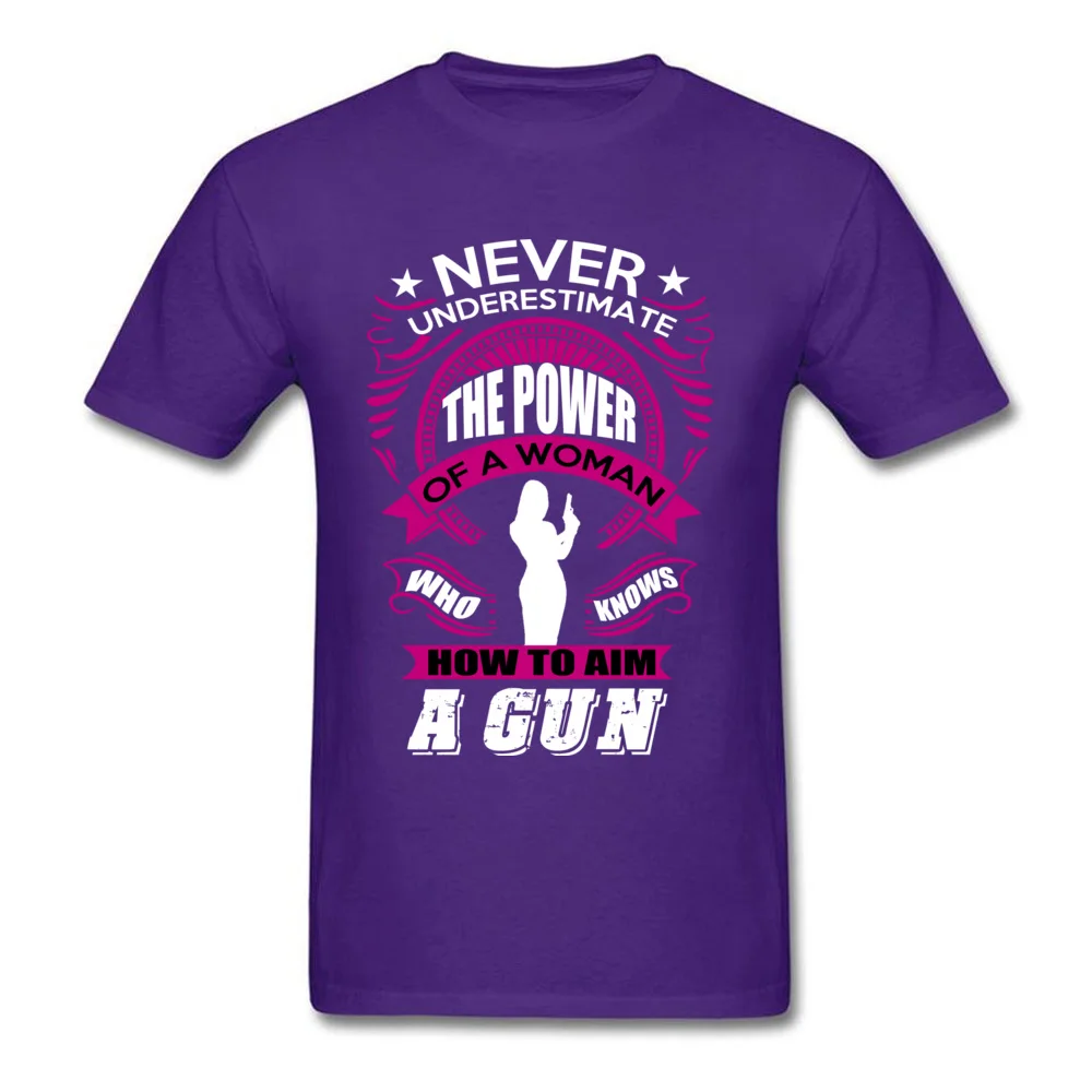 Casual A WOMAN WITH GUN Unique Short Sleeve VALENTINE DAY Tops Shirt 2018 Popular O Neck Cotton Fabric T-shirts Men Top T-shirts A WOMAN WITH GUN purple