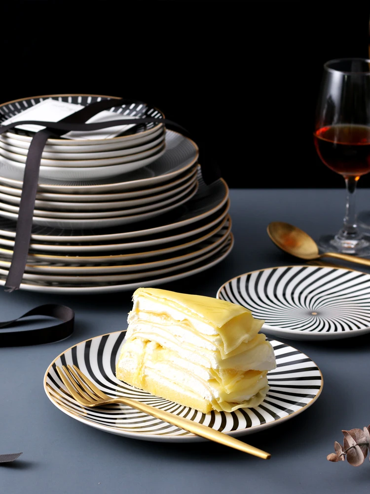 Ручная роспись керамическая тарелка простая Бытовая тарелка глазурь на цветную сетку красные западные блюда для бифштекса тарелка домашний декор Набор тарелок