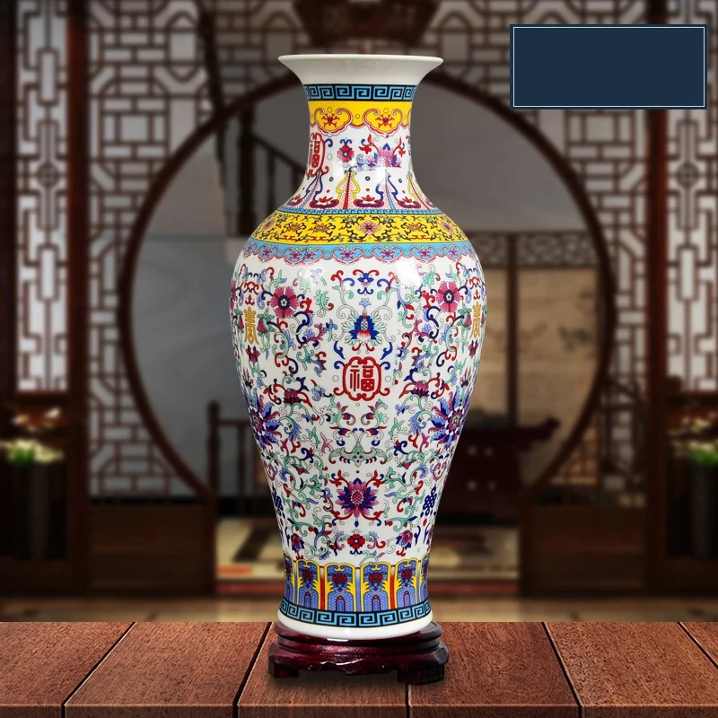 18 дюймов Jingdezhen антикварная эмалированная большая напольная ваза Керамика