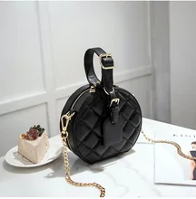 

Caker Brand 2018 Women White Black Diamond Lattice Circle Handbags Fashion Contrast Color Chain Crossbody Shoulder Bags