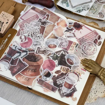 

64pcs/lot Journal Japanese Paper Flower Vintage Calendar Coffee Decorative Diary Cute Stickers Scrapbooking Flakes Stationery