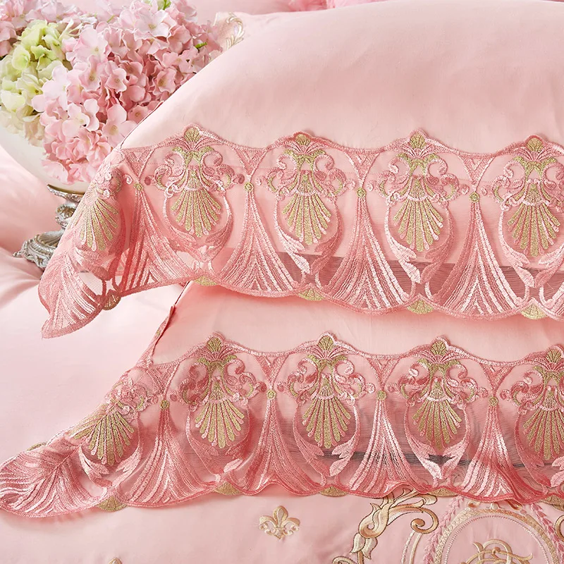 Waliicorners Gray 100%Cotton Lace Duvet Cover Bed sheet Set Embroidery Queen/King Size Bedclothes Luxury Bedding Sets Pillowcase ropa de cama 33 1.2310037