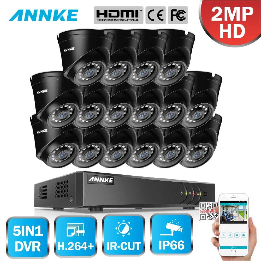 

ANNKE 1080P 16CH CCTV Camera DVR System 16pcs Waterproof 2.0MP HD-TVI Dome Cameras Home Video Surveillance Kit Motion Detection