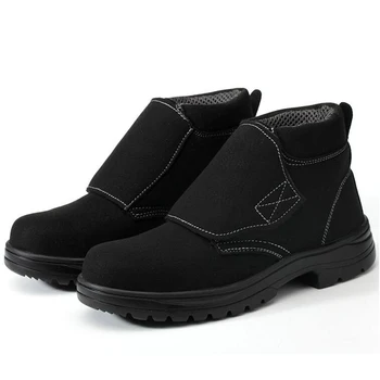

large size men casual steel toe caps work safety shoes electric welding shoe cow suede leather tooling security ankle boots man