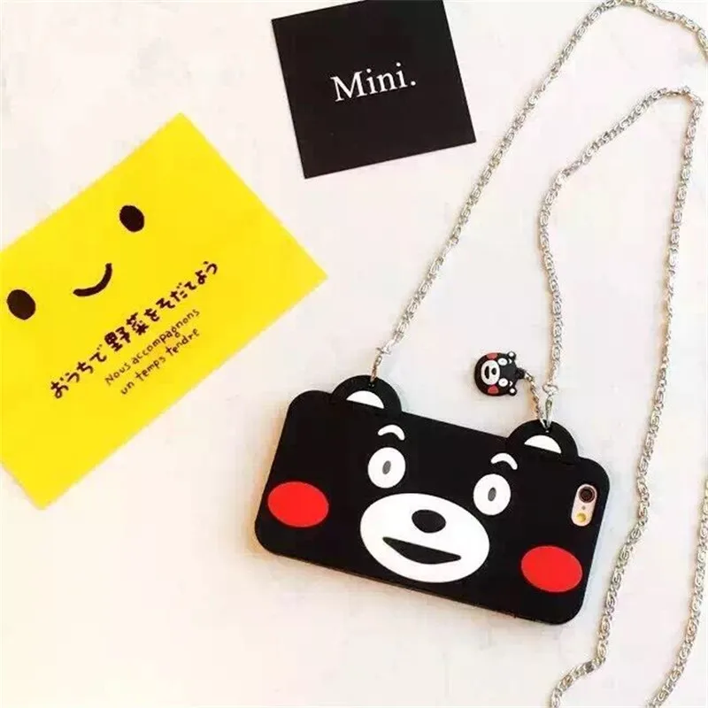 

Kumamon Shape Silicone Mobile Phone Case Anti Fall Protection Cover With Pendant Chain For Iphone6,6Plus Mobile Phone Bag