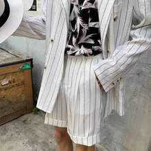 Summer New Korean Version Of The Loose Harajuku Suit Striped Trend Students Five Points Casual Shorts