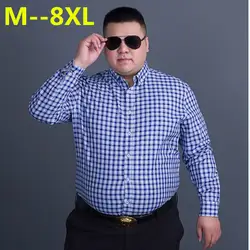 Большой 10XL 8XL 6XL 5XL Для мужчин Классические рубашка в клетку с длинными рукавами платье-рубашка Для мужчин Бизнес Формальные Рубашки Для