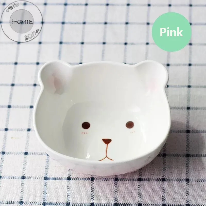 HOMIE Ceramic Cartoon Bear style Dishes Plate Fruit Salad Bowl Tableware Home Party Decor Dining Supplies Children's bowl gift11