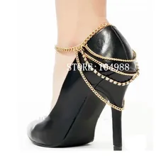 Стиль A25 женская обувь украшение на каблук ювелирных изделий со стразами и металлической браслеты цепочки на ногу