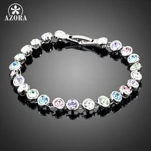 AZORA белый золотой цвет Stellux Австрийский Кристалл разноцветный круглый конец до конца браслет TS0005