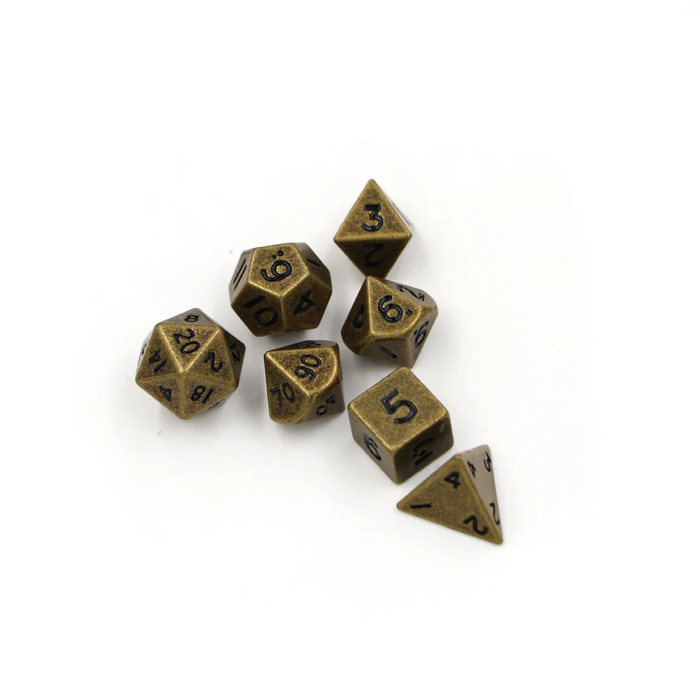 IMDG 7 шт./компл. мини ролевые игры кости многогранник металлические игральные кубики DND разных бронза маленькая цифровой игра в кости