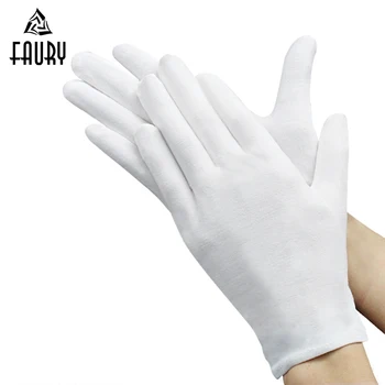 

12 Pairs New Arrival Useful White Cotton Gloves For Housework Workers Safely Security Working Labor Serving Jewelry Gloves