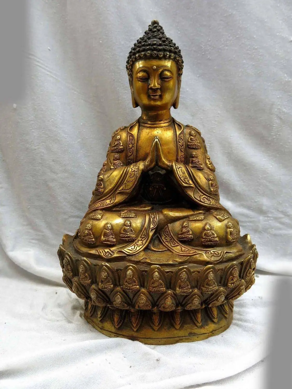 

11" China gilt bronze carved many buddha for Sakyamuni buddha Sculpture Statue
