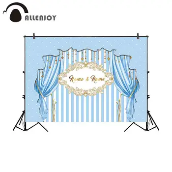 

Allenjoy photo background blue curtain golden flower frame birthday wedding diamond pattern background background photography