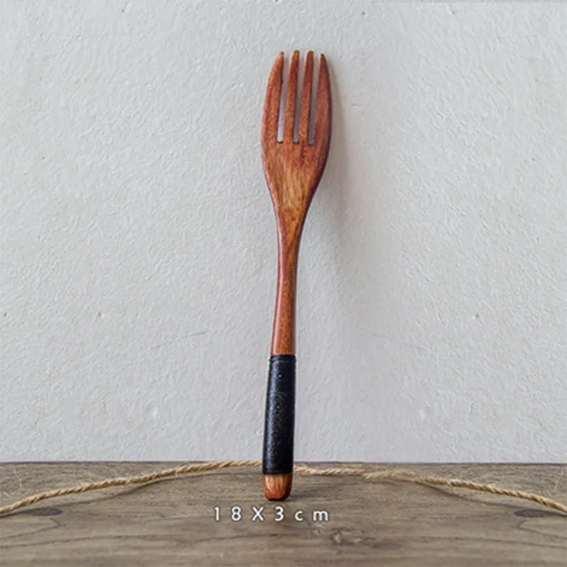 CAKEHOUD портативная посуда для путешествий деревянные ложки нож и вилка здоровые и экологически чистые кухонные инструменты для приготовления пищи подарок - Цвет: Синий