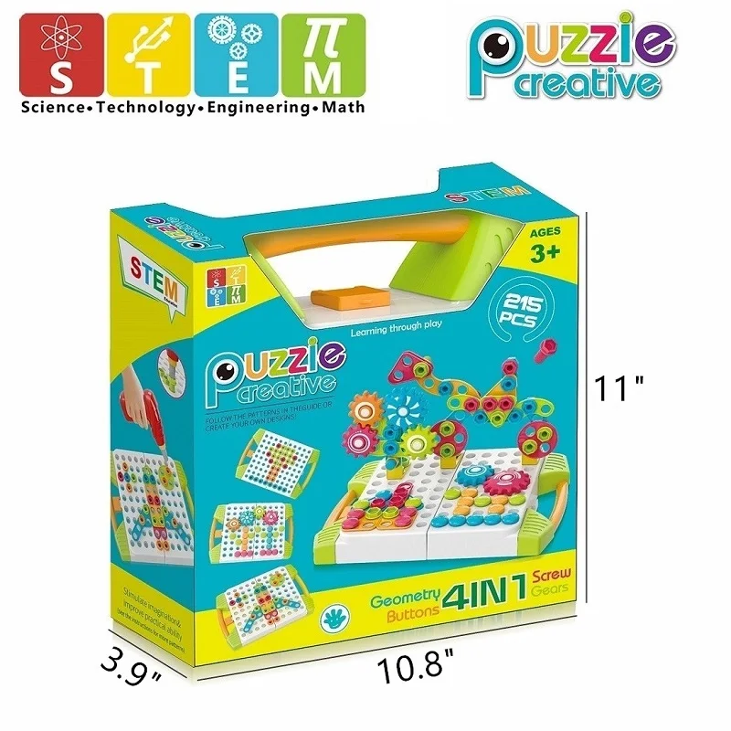 Online Getriebe Gebäude Spielzeug Mosaik Puzzle Kunst Kit STEM Lernen Spielzeug Kinder Puzzle Bau Pilz Nägel Pegboard Puzzles Junge Mädchen Geschenk