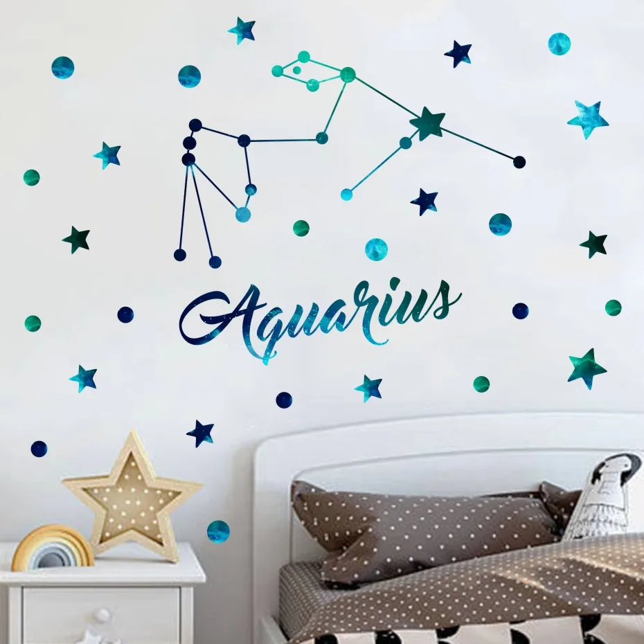 12 Constellation Starry Sky Star  Wall Sticker For Kids Rooms  (12)