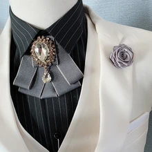 Для мужчин Новые мужские галстук-бабочка Британский многослойная большой меховой воротник куртки в Корейском стиле с цветочным рисунком на свадьбу Жених Галстук-бабочка шафера