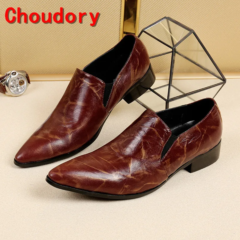 Classic italian shoes men leather patent slip on formal shoes men