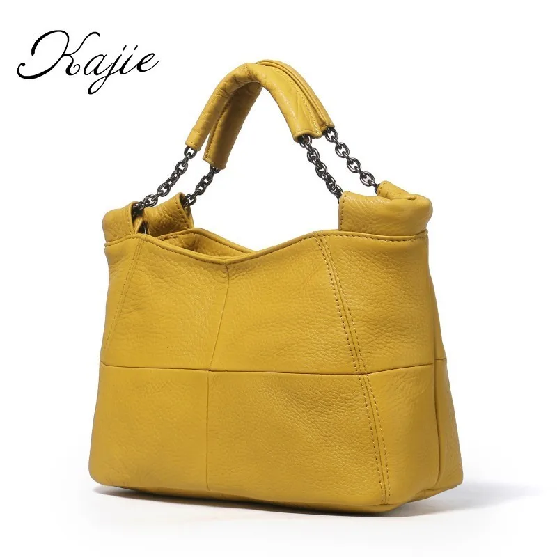 

Kajie Brand Women's Cow Leather Handbags Female Shoulder Bag Designer Luxury Lady Bucket Tote Zipper Handbag For Women Bags